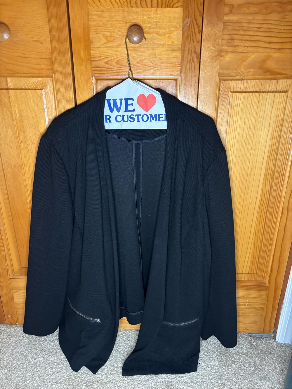 Sejour Black Open-Front Blazer with Zip Pockets